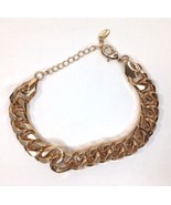 Gold Tone Chunky Curb Link Bracelet Signed But Can&#39;t Identify  8&quot; + 2&quot; E... - £18.87 GBP