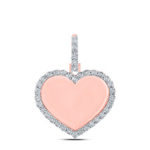 10kt Rose Gold Mens Round Diamond Heart Memory Charm Pendant 1/10 Cttw - £433.42 GBP