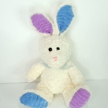 Blue Bow Purple Ears Tan Bunny Rabbit Stuffed Animal Plush Easter Spring 13" - $19.79