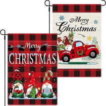 2 Pieces Merry Christmas Garden Flags Double Sided Red Black Buffalo Pla... - £14.57 GBP