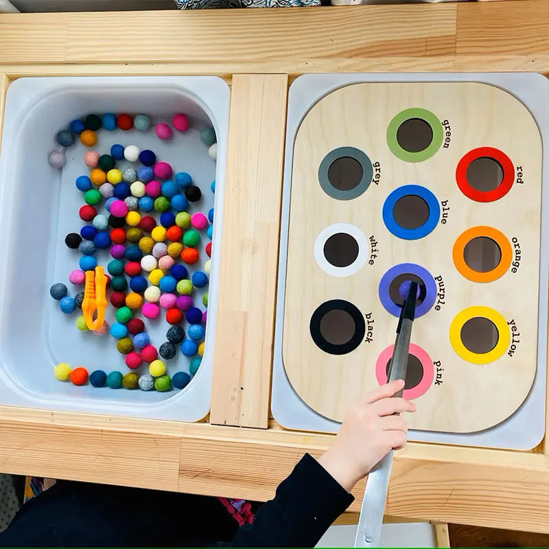 Wooden Tray Board Game Sensory Toys Montessori Color Matching Sorter Parish - £11.73 GBP+