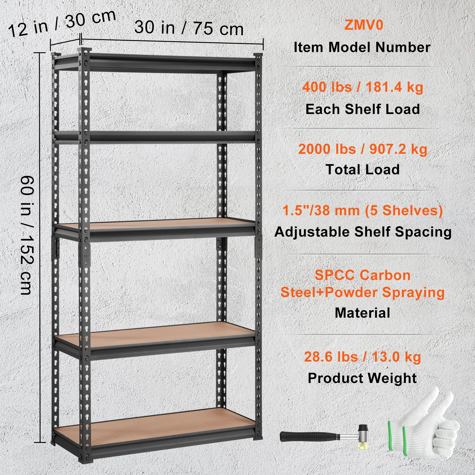 VEVOR 5 Layers Standing Storage Shelving Unit Heavy Duty Organizer  Rack for Kit - £118.31 GBP