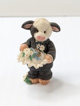 1995 Mary&#39;s Moo Moos RING BEARER Boy Cow Wedding Figurine 167568 Free Shipping - $14.84