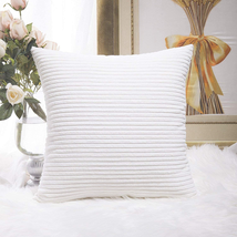Striped Velvet Corduroy Euro Throw Pillow Sham Accent Couch Cushion Cover for Te - £14.93 GBP