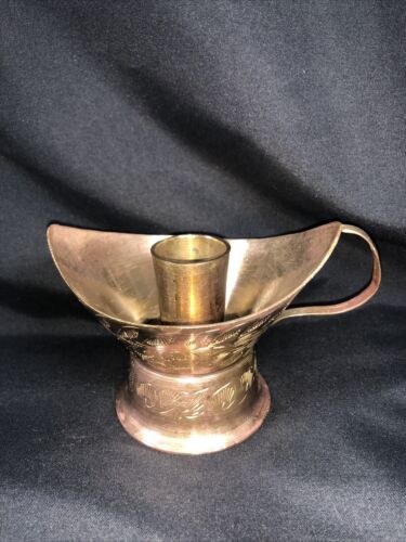 Brass Mid Century Aladdin Genie Lamp Candlestick Candle Holder  India - $9.90