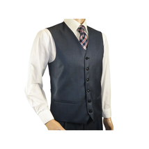 Mens Vitali Three Piece Suit Vested Sheen Sharkskin Business M3090 Navy blue image 10