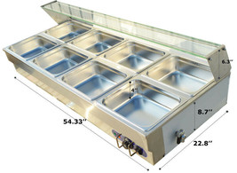 Top Grade 110V 8-Pan Commercial Stainless Steel Bain-Marie Buffet Food Warmer - £526.92 GBP