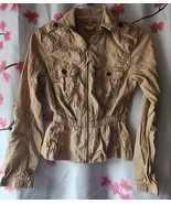 Mudd Women&#39;s Beige Khaki Pocket Zip Up Light Military Jacket Size XS Ext... - £31.60 GBP
