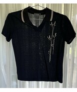 LBH Women’s Black Lightweight Gold Embroidered  Short Sleeve Golf Top Si... - $23.29 CAD