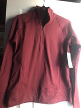 NWT Ladies MONDETTA Burgundy Fleece Lined 1/4 Zip Long Sleeve Mock - L - £29.22 GBP