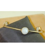 Hammered Gilt Sterling 3 Bezel Set Faceted Moonstone Quartz Bangle Brace... - $953.53 MXN