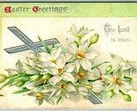 Raphael Tuck Easter Greetings 711 Narcissi Flower Cross Embossed Postca... - $4.90