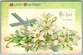  Raphael Tuck Easter Greetings 711 Narcissi Flower Cross Embossed Postcard F11 - £3.85 GBP