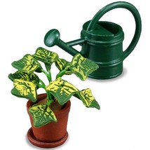 DOLLHOUSE Potted House Plant and Watering Can Set 1.741/5 Miniature - $17.06