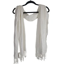 Pashmina Silk Blend Rectangle Scarf White 75LX27W Pashmina Fringe - £10.50 GBP