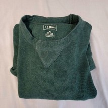 LL Bean Mens XL Long Sleeve Cotton Crewneck Shirt Green OHBR8 - £10.43 GBP