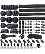 Cord Management Kit Cable Sleeves + Clips 100 Ties for TV Office Desk Home - $21.06