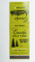 Cassidy&#39;s Gold Pines - Hinckley, Minnesota Restaurant 20 Strike Matchbook Cover - £1.39 GBP
