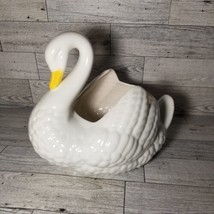 Beautiful Vintage White Ceramic Swan Planter Trinkets Candy Dish  - £9.50 GBP