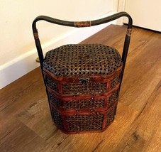 Vintage Antique Chinese Tiered Wedding / Lunch Basket - £74.45 GBP