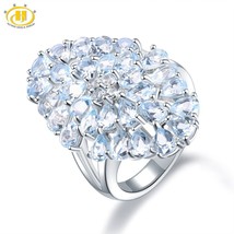 Hutang 5.97ct Blue Topaz Women&#39;s Ring Natural Cluster Gemstone 925 Sterling Silv - £60.01 GBP
