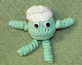 Vintage Rattle Toy Handmade Knit Crochet Floppy Plush With Google Eyes 5.5&quot; - £8.88 GBP