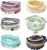 6 Sets Bohemian Stackable Bead Bracelets - £20.98 GBP