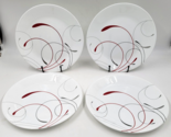 Corelle Splendor Dinner  Plates White Red Grey Swirl 10 Inch Round  Set ... - £19.61 GBP