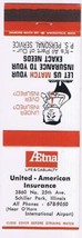 Matchbook Cover Aetna United American Insurance Schiller Park Illinois - $1.97