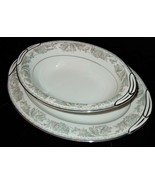 2pc Noritake Belmont 14” Serving Platter &amp; Vegetable Bowl Set Platinum E... - $1,128.81 MXN