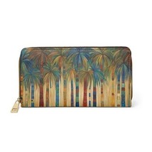 Palm Trees Art Wallet For Travel Vacation PU Leather Zipper 7.87 x 4.33 ... - $34.99