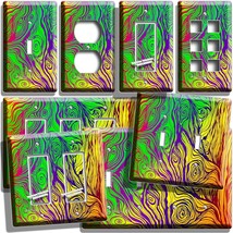 Retro 70&#39;S Psychedelic Abstract Light Switch Outlet Wall Plates Hippy Room Decor - £9.42 GBP+