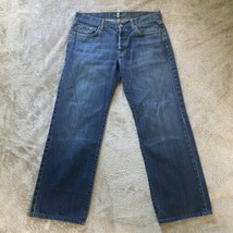 7 For All Mankind Straight Jeans Mens 34x30 100% Cotton  Blue  Button Fl... - $21.65