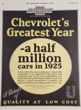 1925 Print Ad Chevrolet Motor Company Greatest Year Half a Million in 2025 - £18.35 GBP