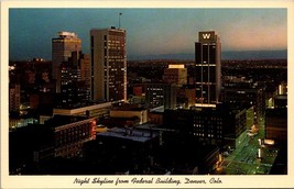 Denver Colorado Night Skyline Federal Building Vintage Postcard - £7.55 GBP