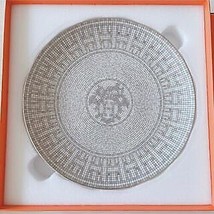 Hermes Mosaique au 24 Plato de Postre 21CM Platino Plateado Porcelana - $366.97