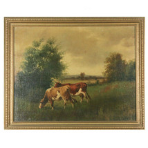 Untitled (Cows in a Pasture) Signed Oil Painting by Vitollo 17 1/2&quot;x21 1/2&quot; - $1,247.42