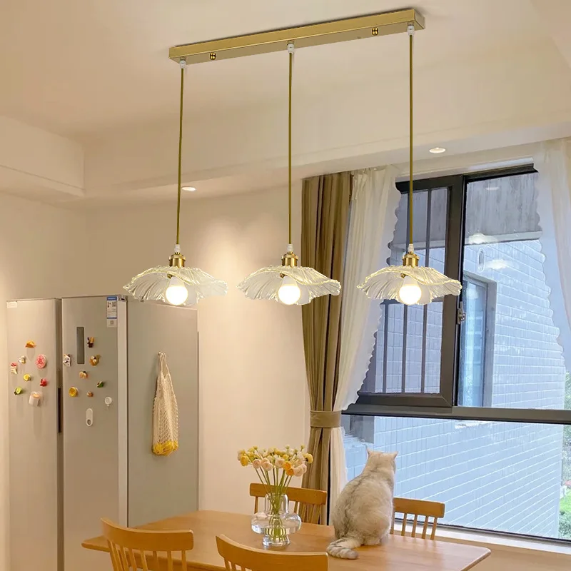 Nordic LED Pendant Light Gold Lotus Flower 1/3 Head  Dining Room Hanging Lamp - £142.70 GBP+