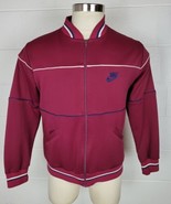 Vintage 80s Nike Mens Burgundy Track Jacket Blue Tag Medium - £23.35 GBP