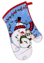 Holly Jolly Holiday Snowman Family Oven Mitt 7x12 inches by Kay Dee Designs - £7.15 GBP