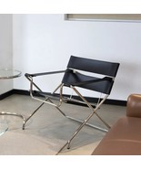 Nordic Saddle Leather Stainless Steel Chair Foldable Accent Chair Arm Chair - $874.26 CAD