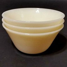 Fire King Glass Custard Cup LOT 3 Flared Ivory Cream Vaseline Color Rame... - $15.83