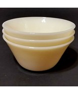 Fire King Glass Custard Cup LOT 3 Flared Ivory Cream Vaseline Color Rame... - £12.61 GBP