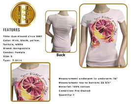 Aeropostale T-Shirt Sun kiss Since 1987 Women White Pink Black Yellow Cotton Tee - £17.40 GBP