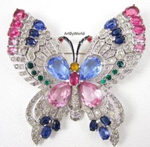 3.25ct Diamond Rose Cut Diamond Butterfly Brooch, Handmade Butterfly Brooch - £266.18 GBP