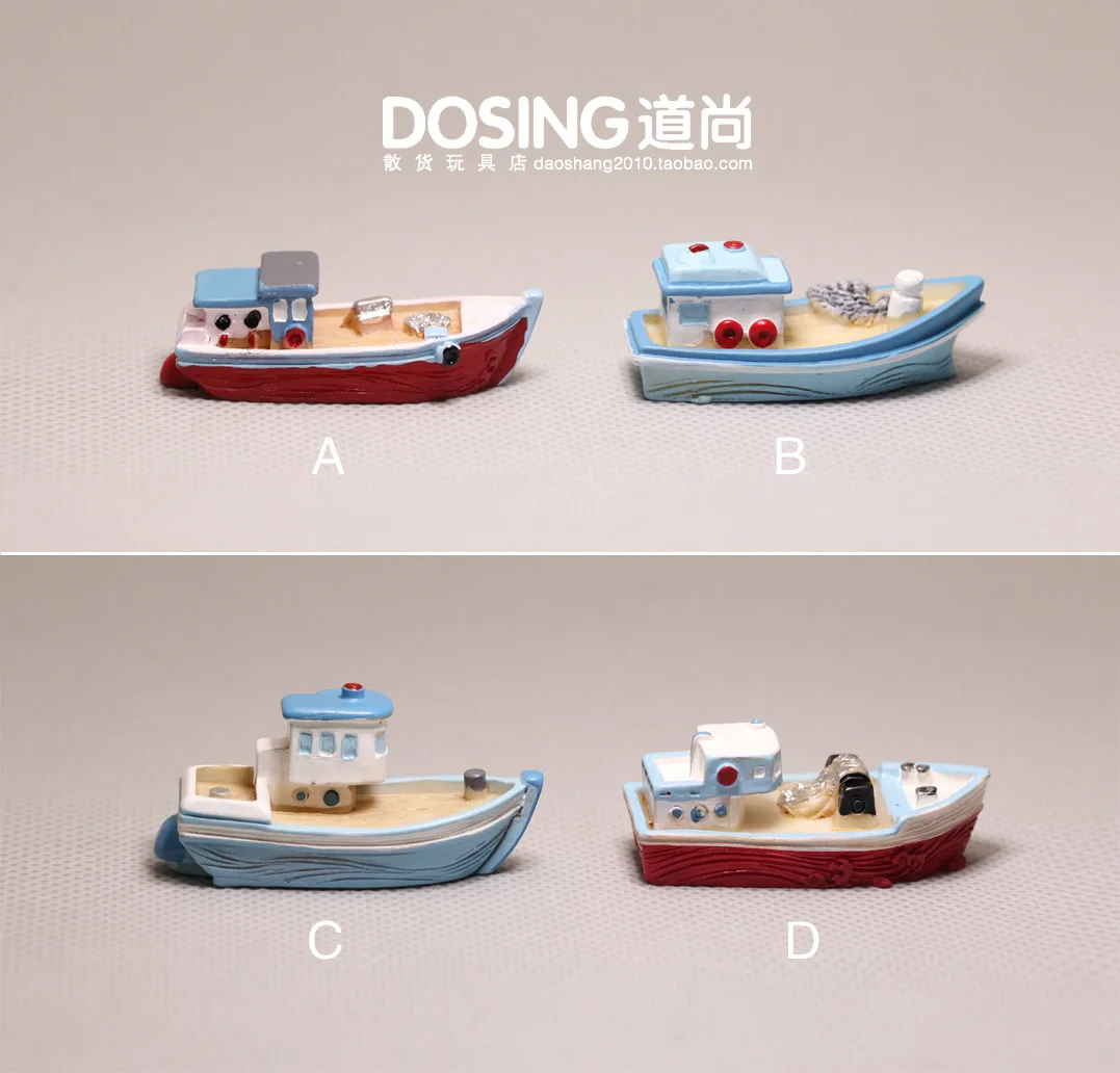 Miniature Fishing Boat Model Ornaments Sea World Mini Ship Ocean Small Sailboat - £10.61 GBP