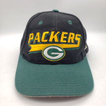 Vintage Green Bay Packers Snapback Hat 90s Logo Athletic Nfl Cap Black Green - £13.29 GBP