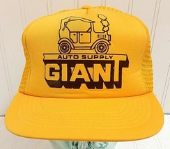 Vtg AUTO SUPPLY GIANT Snapback Hat Yellow Advertising Automotive Ball Ca... - $18.86