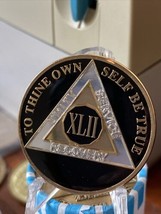 42 Year AA Medallion Black Gold Nickel Tri-plate Sobriety Chip - $19.99