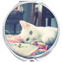 White Cat Compact with Mirrors - Perfect for your Pocket or Purse - $11.76